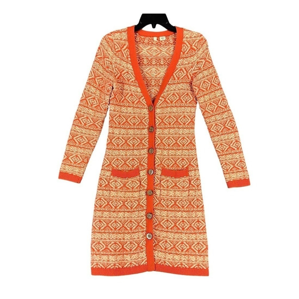 Anthropologie Moth Cardigan Womens XS‎ Wool Blend Longline Knit Boho Indie Chic